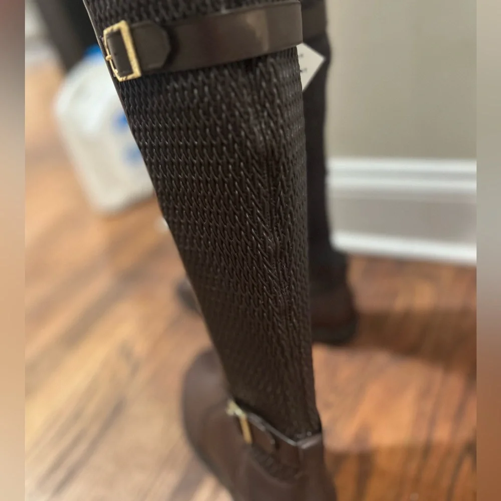 NWT Chesley Leather & Textile Knee-High Boots - Picture 3 of 8